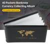 40 Pockets Banknote Currency Collecting Album 20 Sheets Clear Dollar Bill Holders World Money PU