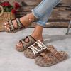Retro Flower Embroirdery Platform Slippers for Women 2025 Summer Double Buckle Thick Sole Sandals Woman Anti Slip Beach Slides