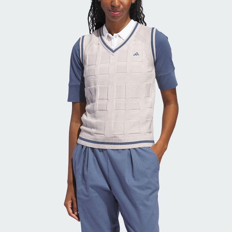 Adidas Go-To свитер жилет полосатый цвет блок V-образный вырез трикотажный жилет женский топы масляно-серо-фиолетовый IP4194