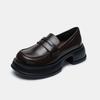 Leather Waterproof Platform Loafers Women's New Single Shoes Round Toe Muffin Thick Bottom Small Leather Shoes Fashion Women's Single Shoes Women