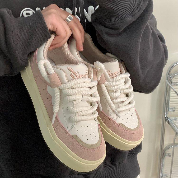Весенние студенческие розовые низкие кеды для скейтборда, женские корейские повседневные спортивные белые туфли в гонконгском стиле, парусиновая обувь в стиле Харадзюку