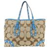Used COACH Tote Bag Signature 1488 canvas/leather blue Brown Studs