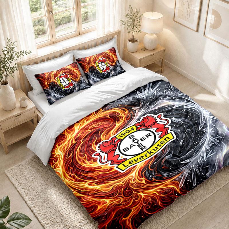 Bedding Set 1 Duvet Cover 2 Pillowcases Bayer Leverkusen Football Print Bedroom Home Decoration