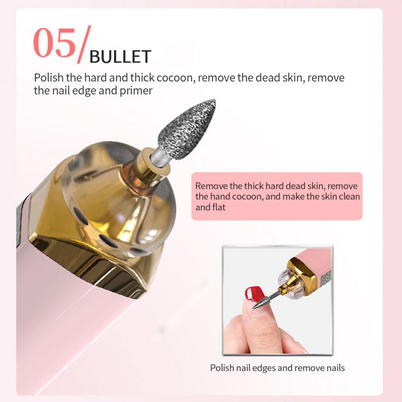 Электрическая дрель для ногтей 5 в 1 комплект аккумулятор для маникюра и педикюра шлифовка полировка ногтей художественная шлифовальная пилка ручка инструменты машина