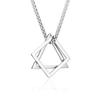 Necklace for Triangle Double Fashion Accessory [Rockyu] Women, Silver, Simple, Necklace, Square, Pendant, Titanium, Hypoallergenic, Party, Gift,