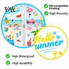Coconut Tree Wall Decor 2Pcs Hello Summer Beach Window Clings, Tropical Hawaiian Flamingo Removable Theme Decals Stickers Decals, Watermelon Pineapple
