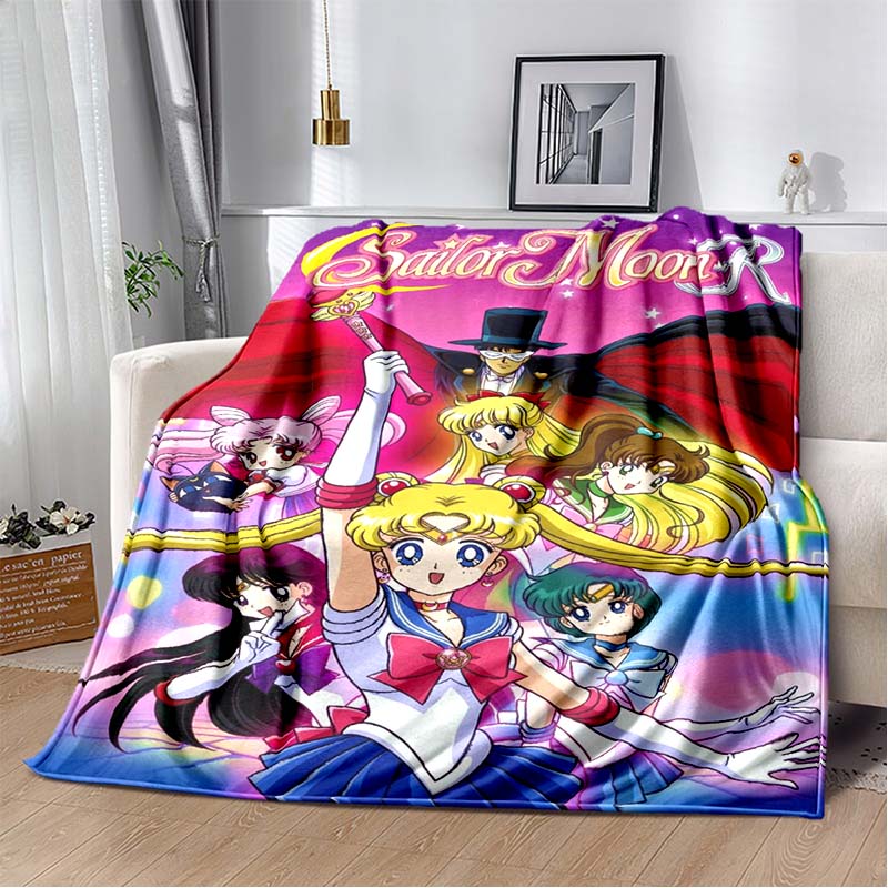 2026 new cartoon S-Sailor M-Moon flannel printed soft blanket sofa bed cover oversized office hotel airplane travel gift blanket