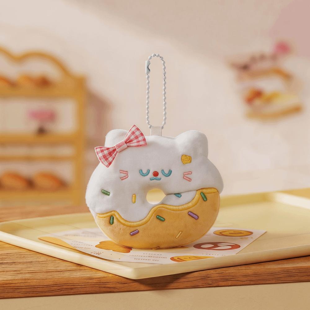 Little Cat Donut Cat Plush Keychain Soft Plush Decorative Charm Plush Doll Keychain  Bestie Gift