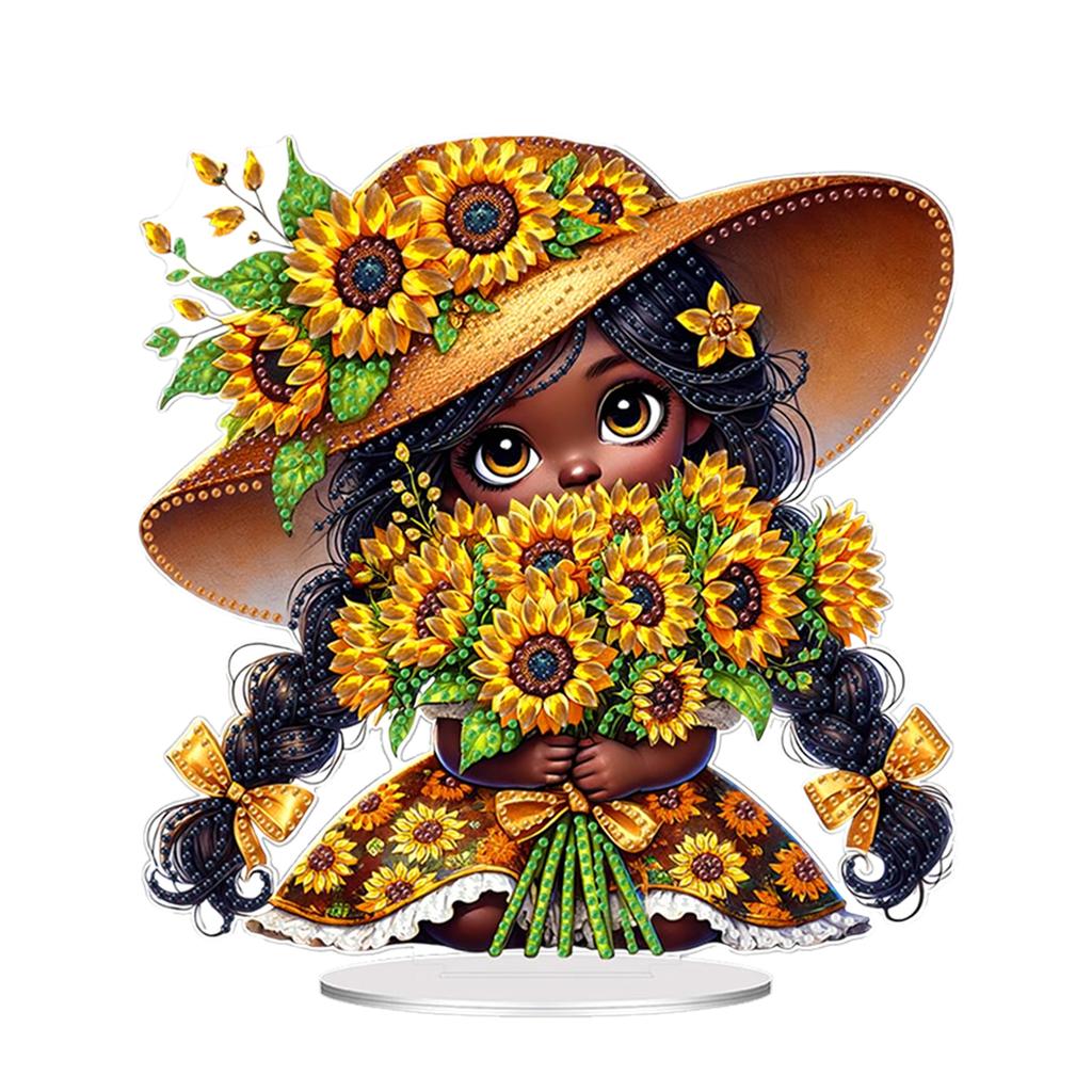 Acrylic Special Shape Angel Sunflower Diamond Painting Tabletop Ornaments Kit Rhinestones Desktop Ornaments for Adults Beginner