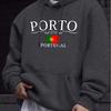 Порту Португалия Принты Писем и Флагов Мужская Флисовая Толстовка Мягкая Уличная Одежда Базовые Вещи Осенняя Одежда Модные Повседневные Топы