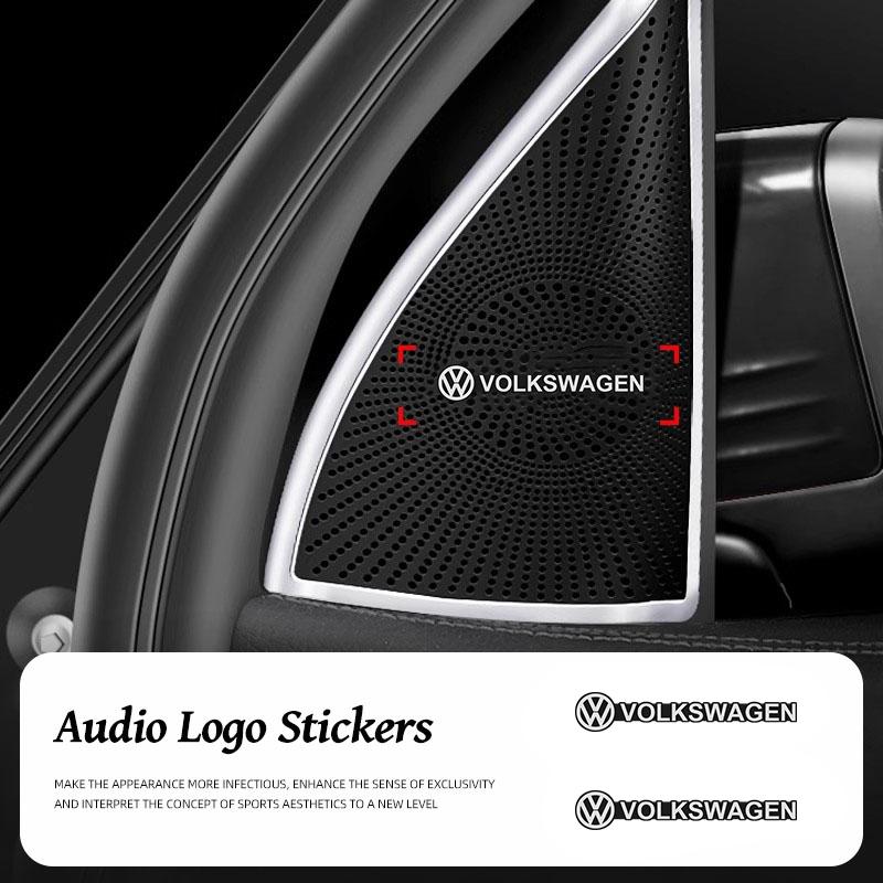 RUNTB1 5/10Pcs Car Audio Speaker 3D Aluminum Badge Logo Stickers For VW GTI Polo Golf Passat Tiguan Arteon Touareg CC Taigo Caddy Jetta