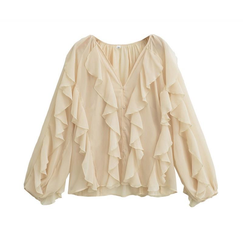 Womens Classic Versatile Layered Blouse Casual Elegant Long Sleeve Shirt Daily Wear