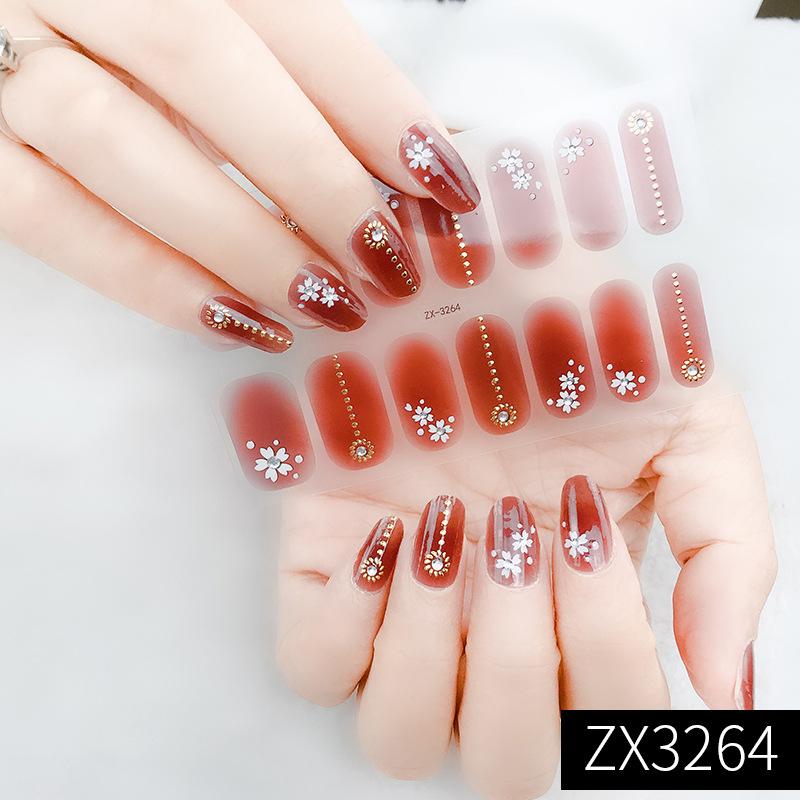 ZX 3D Waterproof No-Cure Gel Nail Wraps, Full Cover Minimalist Luxury Style Nail Stickers, Nail Patch Films