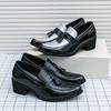 Fashion 2025 Men's Dress Shoes Slip-on Elevator Platform Heels Snake Skin Texture Tassel Buckle Black Silver Business Formal 38-46