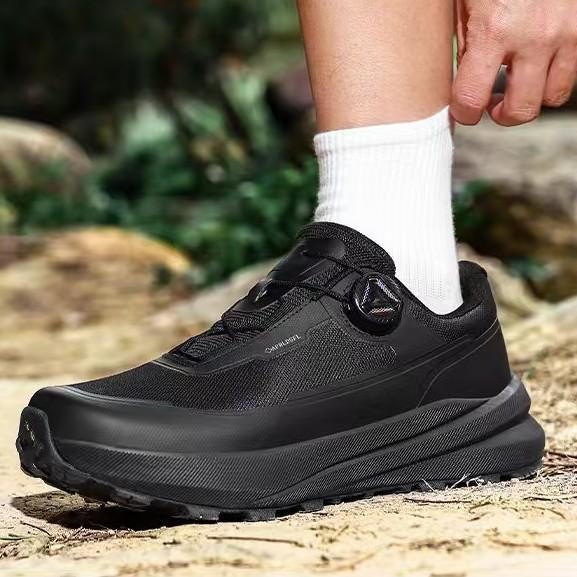 Men's shoes breathable mesh sports casual shoes side rotating button outdoor hiking lightweight hiking shoes