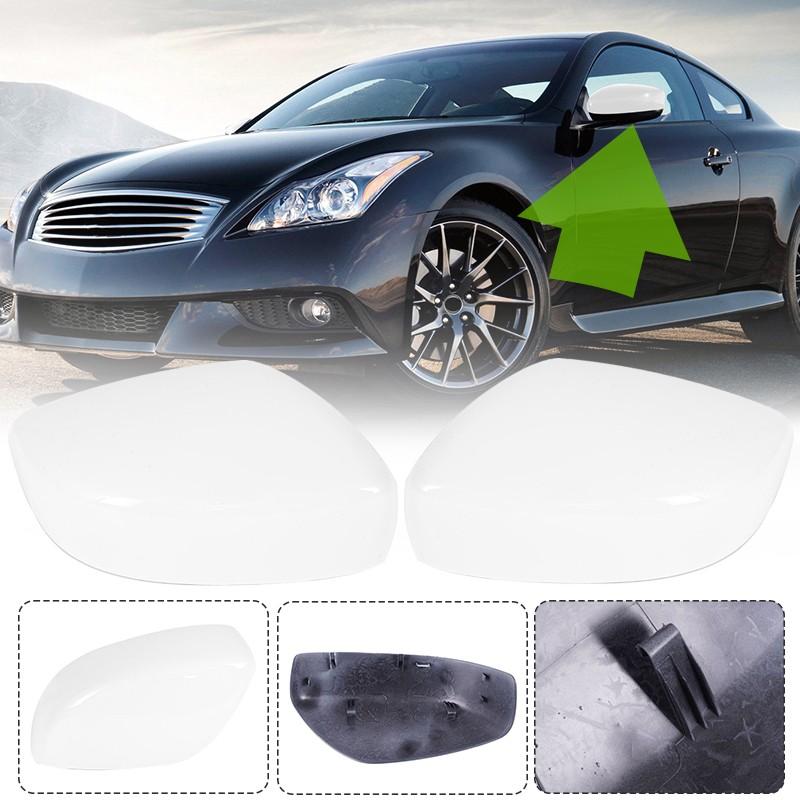 US Driver+Passenger Side Mirror Cover Cap For 2008-2015 INFINITI G37 G25 White