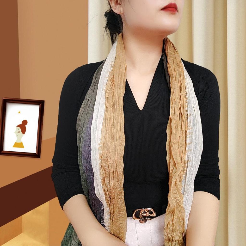 Trendy Gradient Cotton-Linen-Silk Scarf/Shawl for Women - Sun Protection & Dual-Use for All Seasons