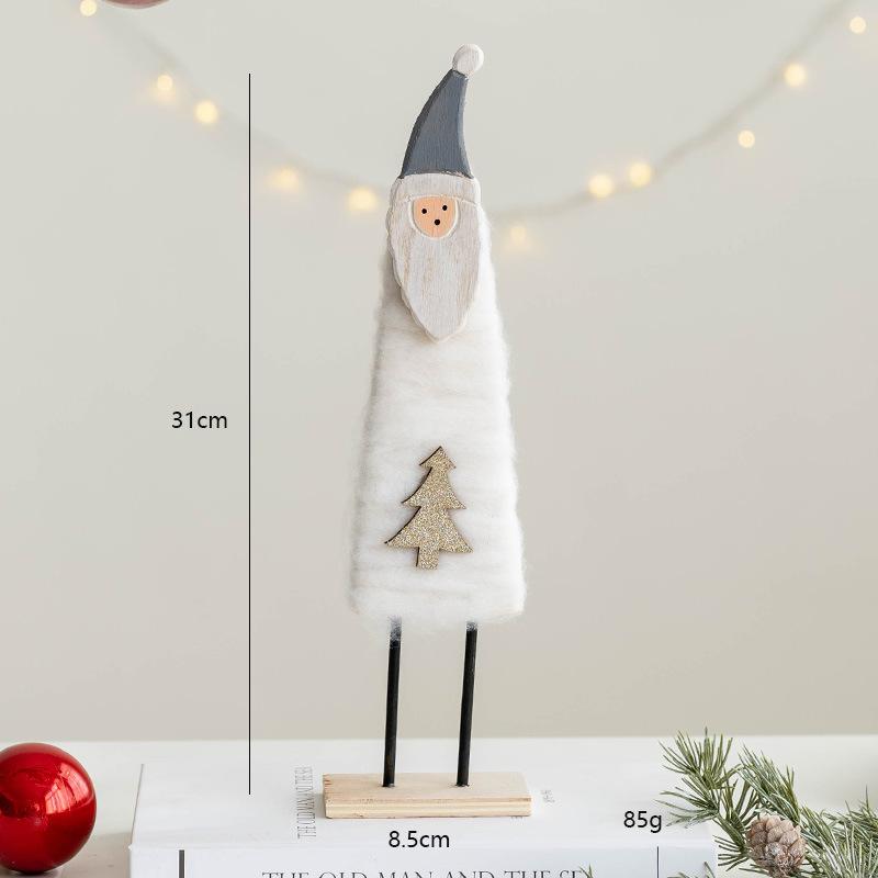 Wool Felt Nordic Ornaments Wood Christmas Tree Elk Old Man Snowman Sheep Felt Ornaments Xmas Decorations For Home Doll Decor