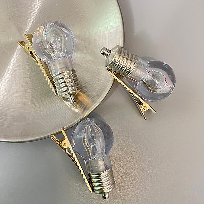 Светящаяся заколка для волос с лампочкой, креативная барная танцевальная светодиодная челка, клипса для женщин