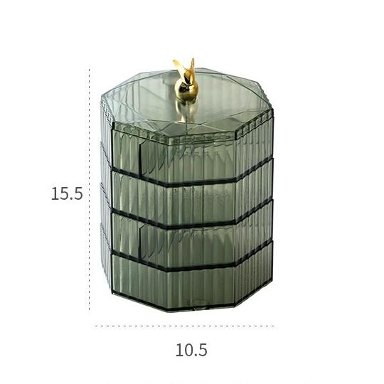 Вращающаяся коробка для хранения ювелирных изделий, стеллаж для хранения макияжа, браслет, серьги, пластиковый органайзер, держатель, стеллаж для выставки товаров с крышкой