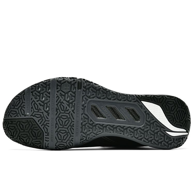 Кроссовки для бадминтона Li Ning Ground Flying Max с нескользящей износостойкой подошвой средней высоты, мужские, черные, AYAT001-2