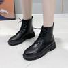 Female Shoes On Sale  Fashion Lace Up Women Boots Winter Round Toe Solid Short Barrel Low Heels Naked Boots Botas De Mujer
