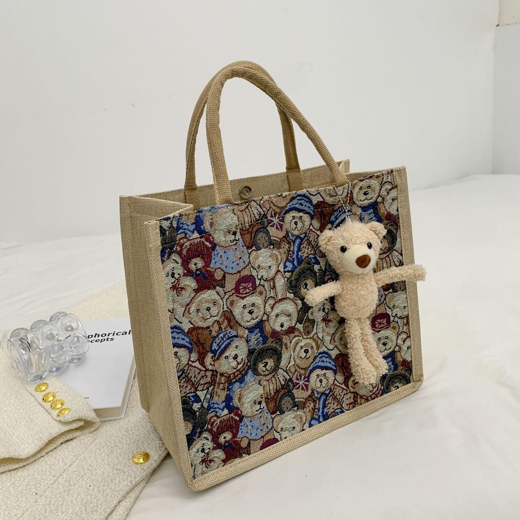 Большая вместительная сумка-тоут для студентов, женская модная универсальная льняная ручная сумка для мам Tide