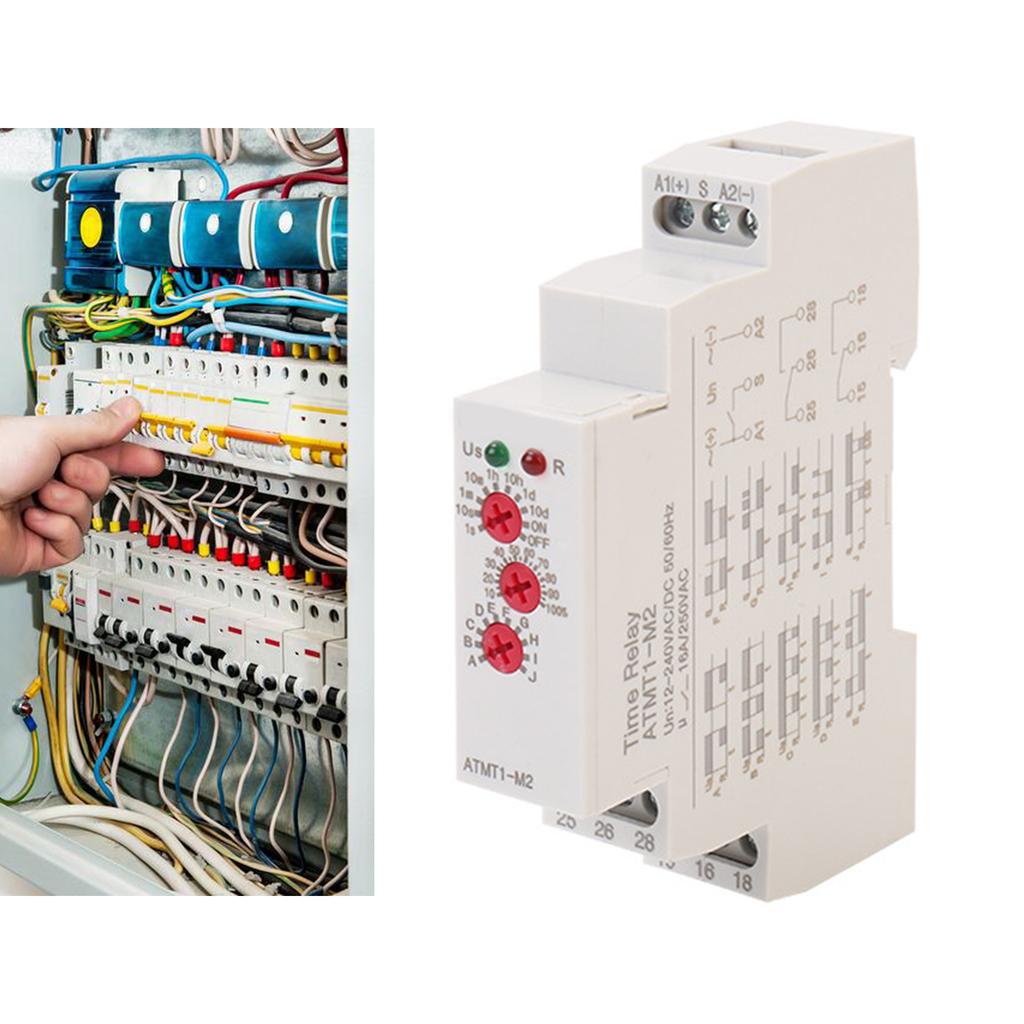 Многофункциональное реле времени с задержкой, 10 функций, монтаж на DIN-рейку, широкий диапазон напряжений 12 В 240 В для промышленного управления