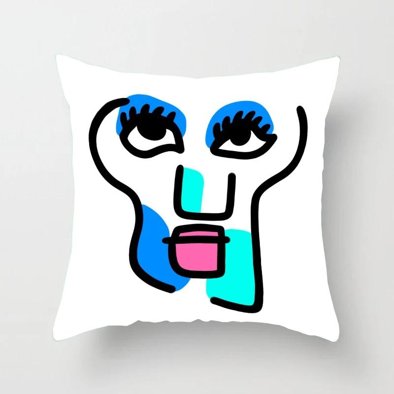 Наволочка с абстрактным рисунком смайлика для автомобиля, украшения для офиса, гостиной, дома