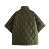 Autumn and Winter New Women Standing Neck Loose Medium Sleeve Diamond Quilted Waterproof Cloak Coat