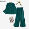 Womens Cardigan Blazer and Pants Casual Two Piece Suit Set