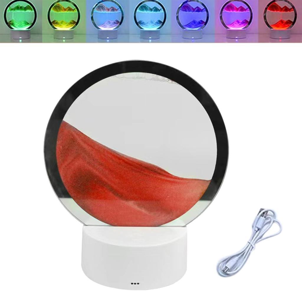 USB светодиодная RGB лампа для песка, ночник с движущимся песком, 7 цветов, свет в виде песочных часов, 3D настольная лампа с движущимся песком, рождественский подарок