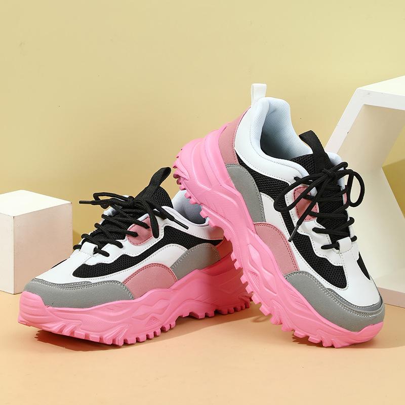 New Fashion Women Tennis Shoes Chunky Sneakers for Spring Autumn Thick Bottom Dad Shoe Ladies PU Leather Platform Running Shoes