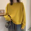Velvet Solid Color Crewneck Short Sweatshirt Women's Loose Casual Sports Versatile Fashion Warm Can Be Worn Outside