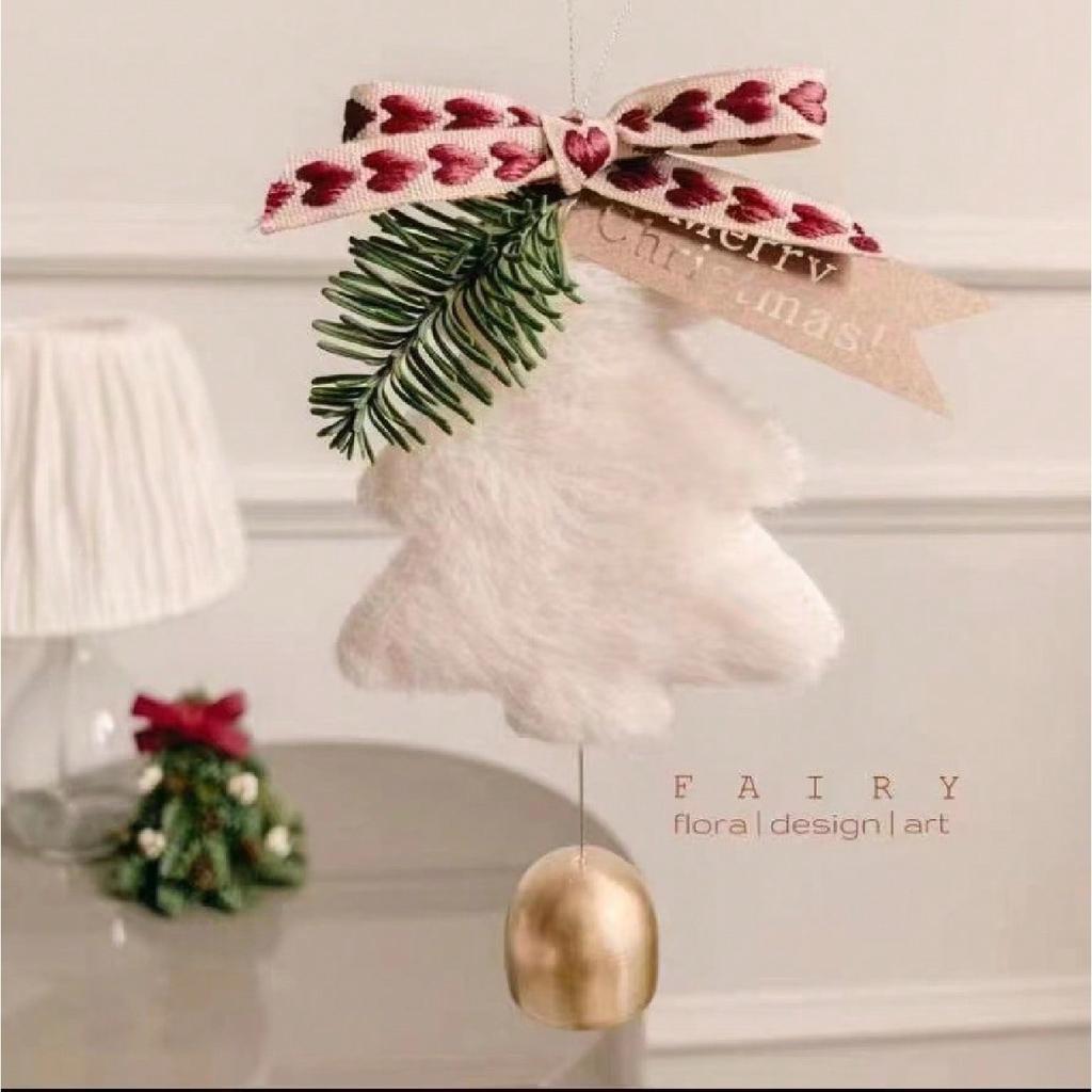 1Pc Fabric Plush Christmas Metal Bell Christmas Tree Pendant Pendants Atmosphere Arrangement Door Hanging Decoration