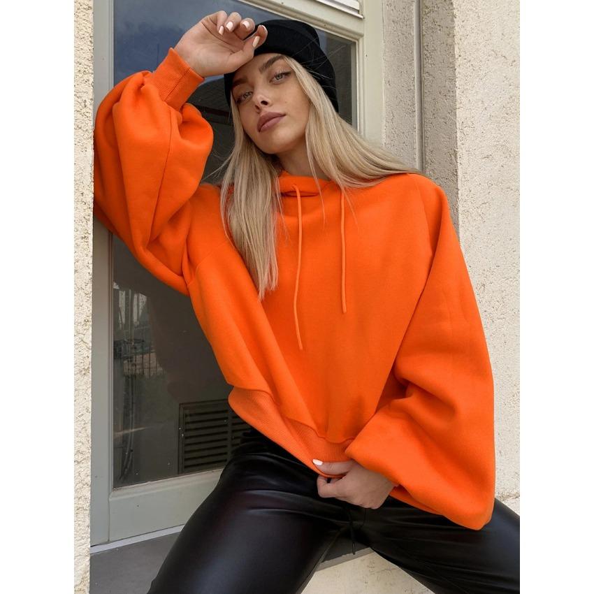 Осенне-зимний спортивный повседневный флисовый худи женский уличный стиль оверсайз свободный пуловер с длинным рукавом куртка