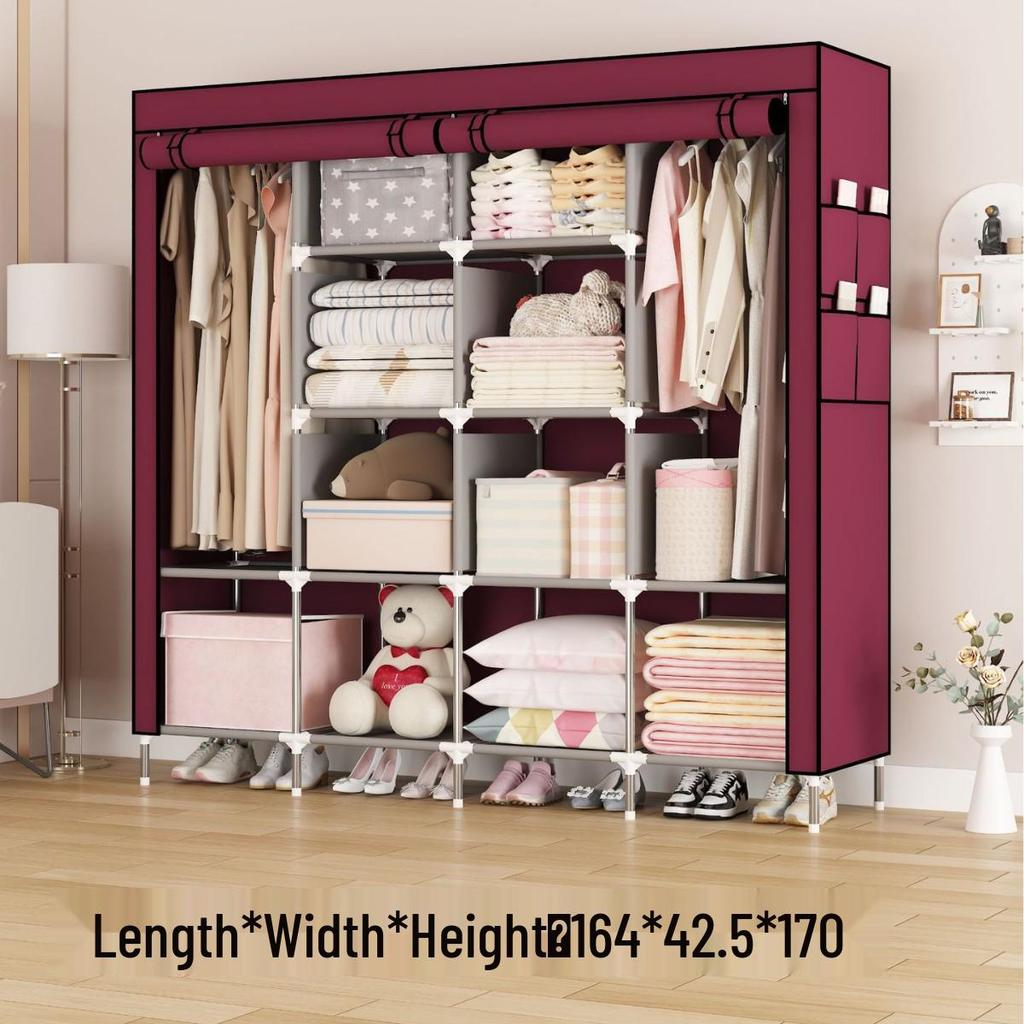 Многослойный нетканый тканевый шкаф с пылезащитным чехлом и каркасом из железных труб