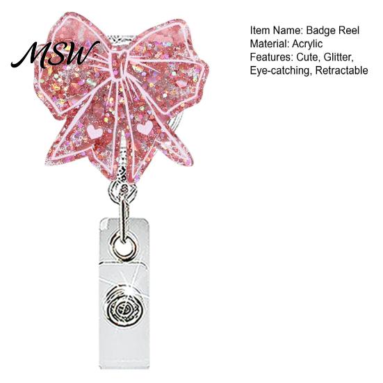 Nurse Badge Clip Reel, Funny Retractable Glitter Acrylic Name Tag Holder with Clip, Sparkly Cute ID Card for Teachers Student Staffs