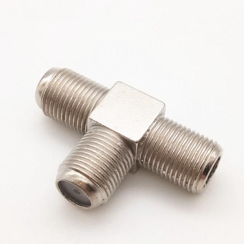 F Male Female Socket To 2 F Female Adapter Connector 3Way T Type Splitter Sma Male To Two Sma Female T Plug Coaxial Cable