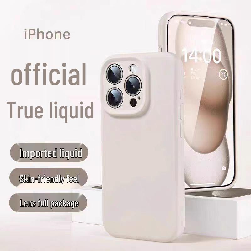 Чехол из жидкого силикона для iPhone 15 Pro Max с полной защитой объектива