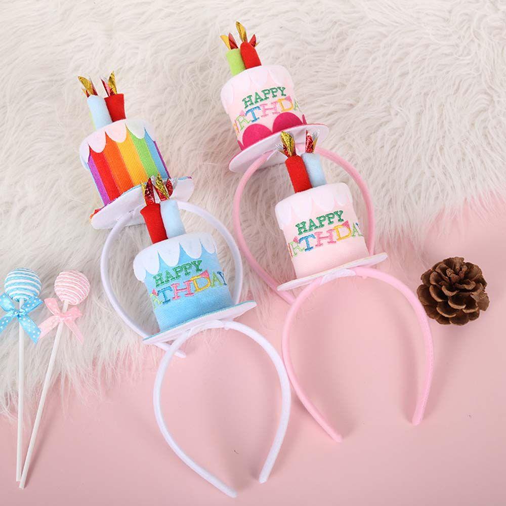 Band Pink Photo Props Hair Hoop Birthday Cake Headband Happy Birthday Headband Birthday Decoration