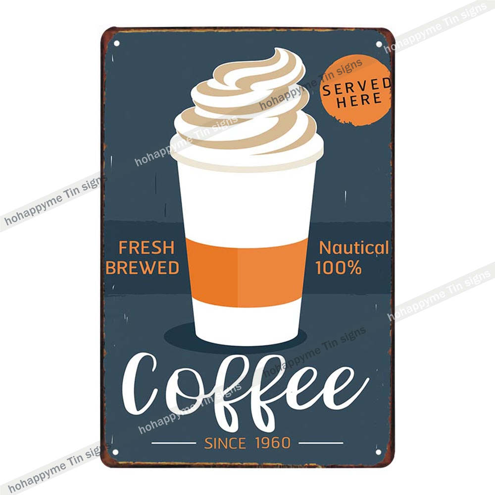 Coffee Metal Wall Art Poster Iron Painting Signs Vintage Decoration Cafe Bar Pub Club Plaque Home Decor Plates 20x30cm