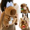 Creative Animal Capybara Plush Backpack Doll Bow Food Fries Burger Flower Soft Plush Shoulder Bag Gift for Boys and Girls