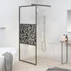 VidaXL Shower Wall 90x195 Cm ESG Glass with Stone Design Black 151881