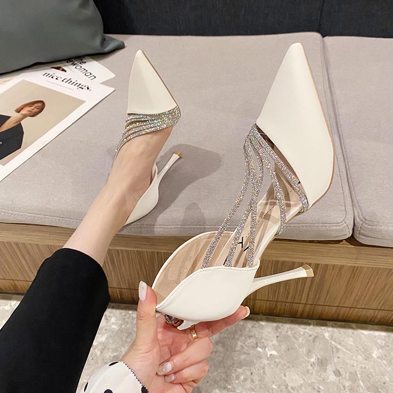 Women Pumps 2024New Autumn Evening Party High Heels Ladies Pointed Toe Nude Leather Black Suede Gold Patent Leather Luxury Shoes