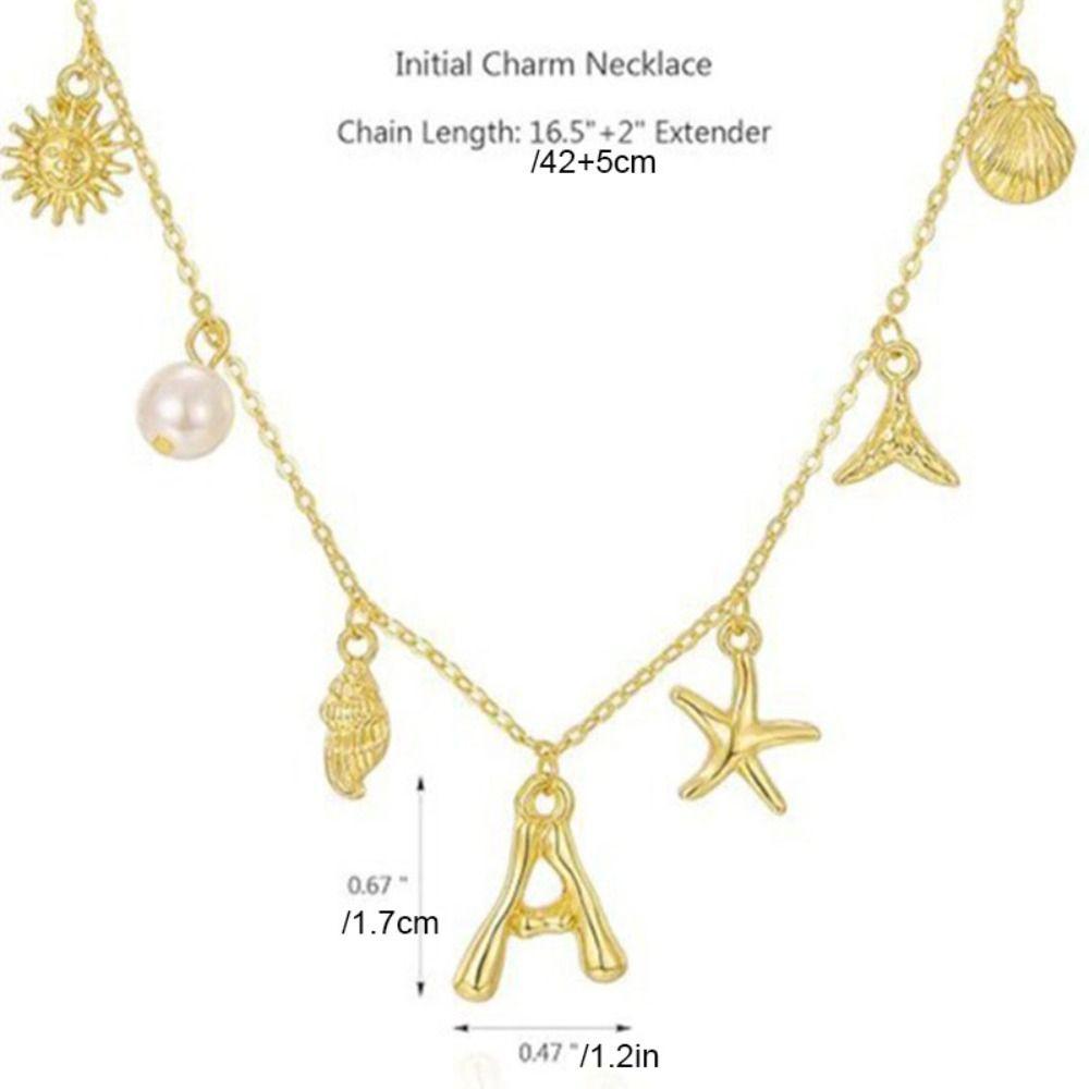 Золотая буква Подвеска Ожерелье Морская звезда Жемчуг Чокер Изящное Ракушка Ожерелье Вечерние Украшения