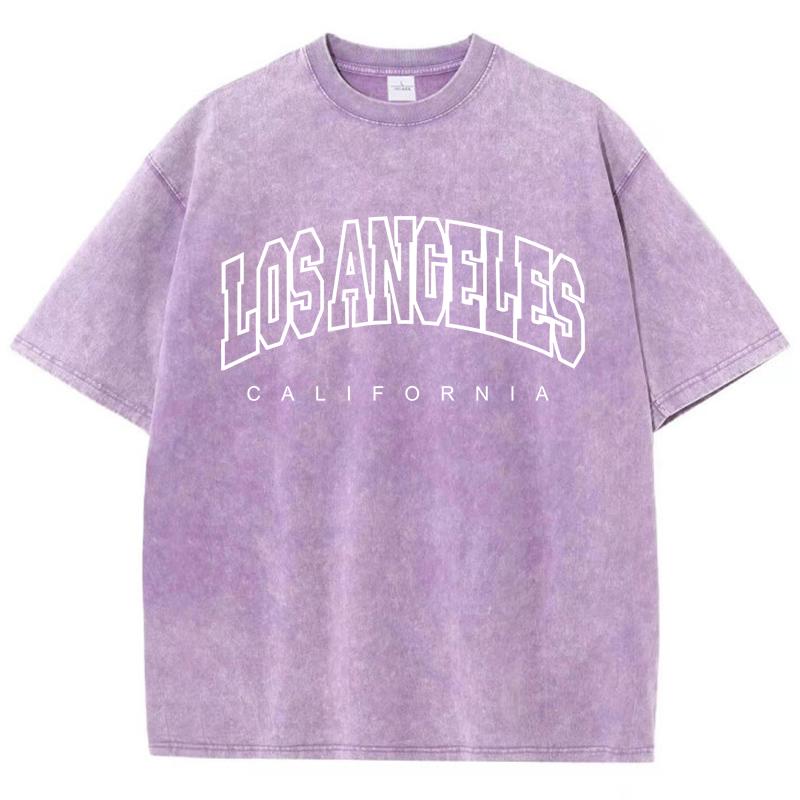 White Los Angeles Art Pattern Design Print Tshirt Male Versatile Sports T Shirt Aesthetic Daily T-Shirts Harajuku Loose Tops