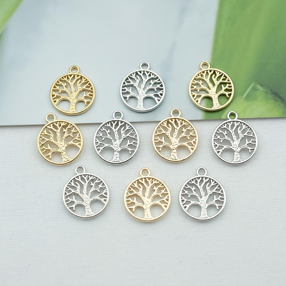 6/24/48pcs Alloy Gold Silver Life Tree DIY Accessories Life Tree Pendant Retro Alloy Necklace Bracelet Pendant