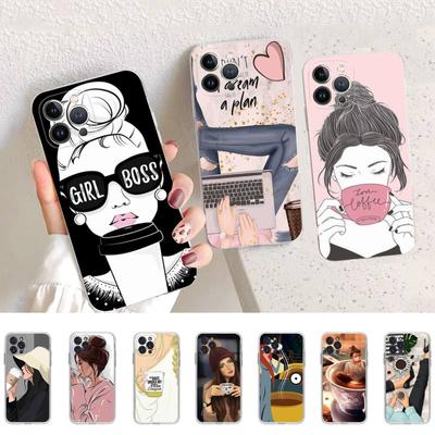 Мягкий силиконовый чехол для телефона «Кофе и девушка» для iPhone 14 13 12 11 Pro Mini XS MAX 8 7 6 Plus X XS XR