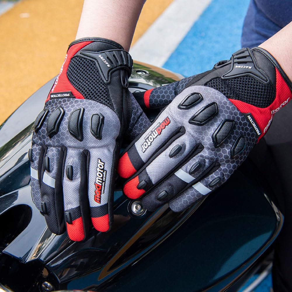 Мотоциклетные перчатки размера L для смартфона, совместимые, MT21, красные,